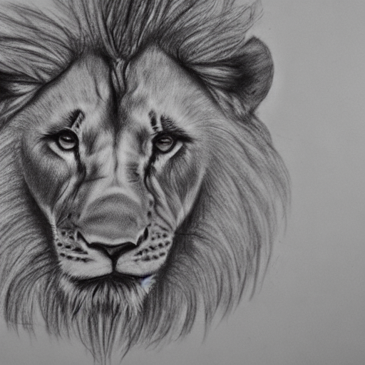 Dessin au crayon d'un lion, généré par Diffusion Stable